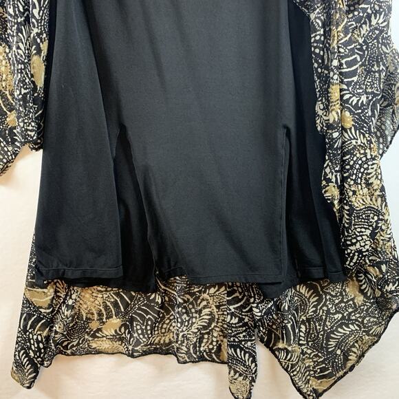 VTG Ice Womens Sheer Mesh Asymmetrical Midi Skirt Sz L Fairy Grunge Boho Stretch - Picture 5 of 11